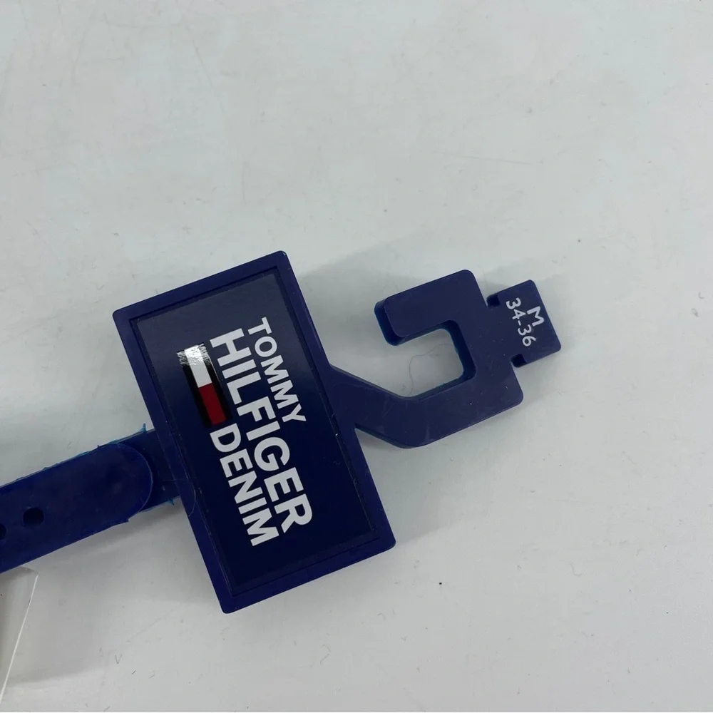 Tommy Hilfiger Men's 11TL02X032 Anchor Logo Ribbon Inlay Leather Belt Black